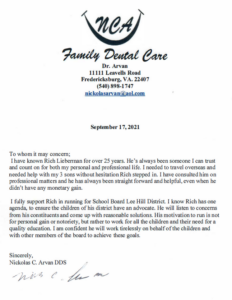 letter from Dr. Arvan